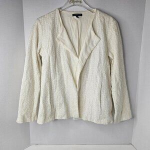 Eileen Fisher Open Blazer White Cream Women Embroidered Cardigan Size XS